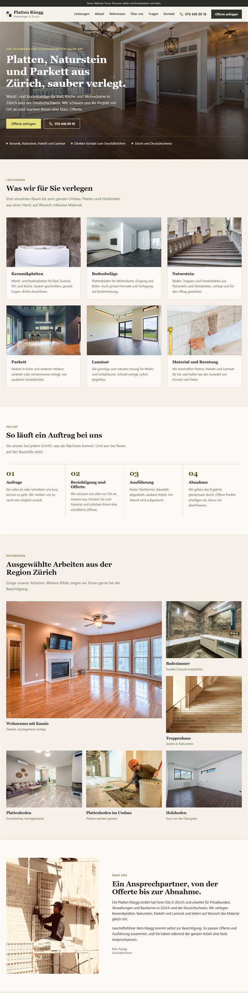 Aperçu conceptuel du site de Platten Rüegg, carreleur à Zurich