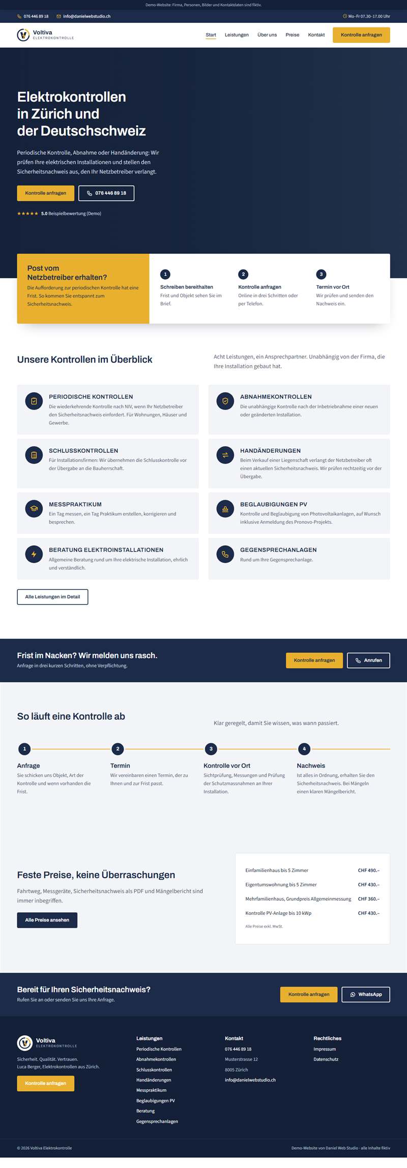 Aperçu conceptuel du site de Voltiva Elektrokontrolle, Zurich